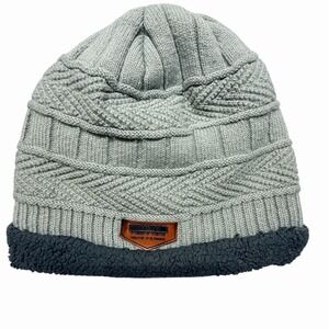 HINDAWI Men's Winter Knit Beanie Hat Gray Sherpa Fleece Lined Skull Cap OSFM